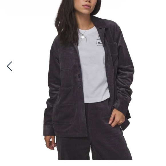 Huf Corduroy Chore Jacket gray button up lagenlook grunge women S casual y2k - Picture 11 of 11